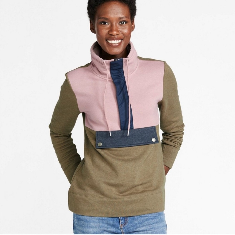 L.L. Bean Signature Colorblock Half Zip Pullover Anorak Sweatshirt